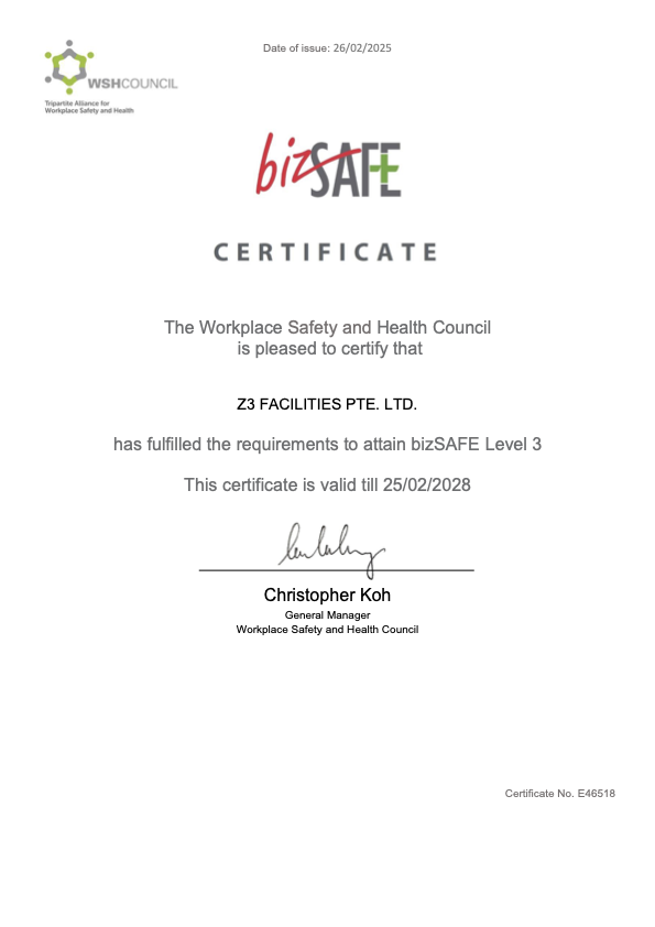 bizSAFE Level 3 certificate